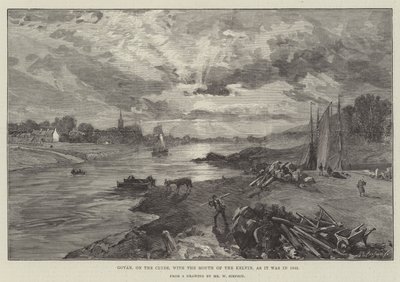 Govan, en el Clyde, con la desembocadura del Kelvin, como era en 1842 de William Crimea Simpson